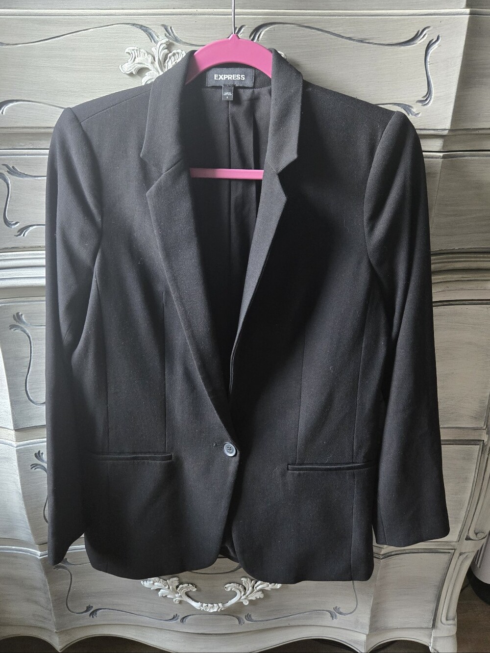 Express Black Single-Button Tailored Blazer